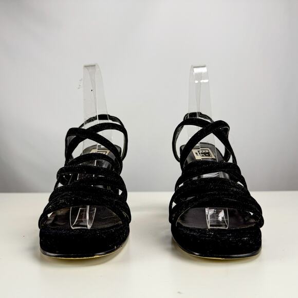 Black Chunky Velvet Sandals BP Size 8.5 - Picture 2 of 7